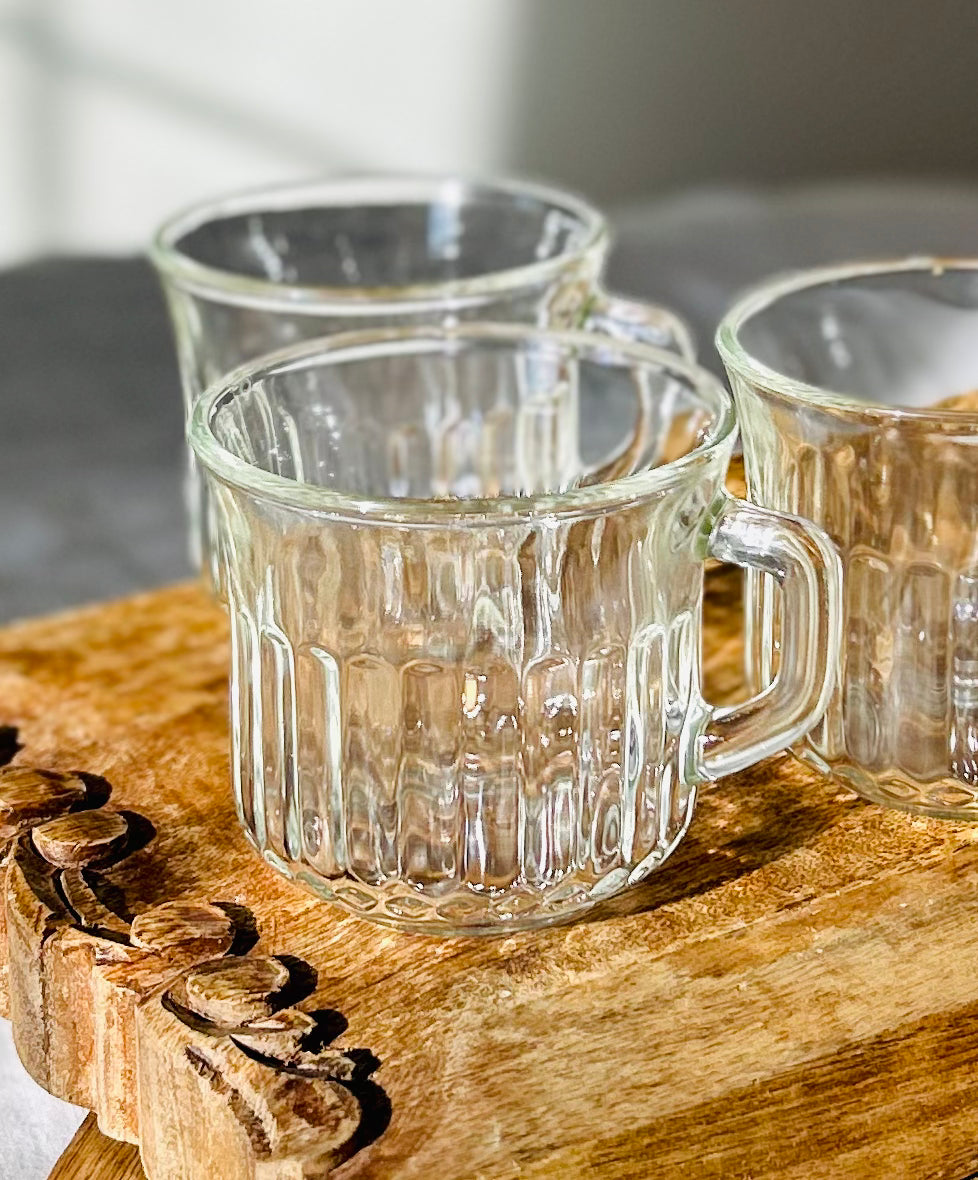 Ribbed Glass Mugs
