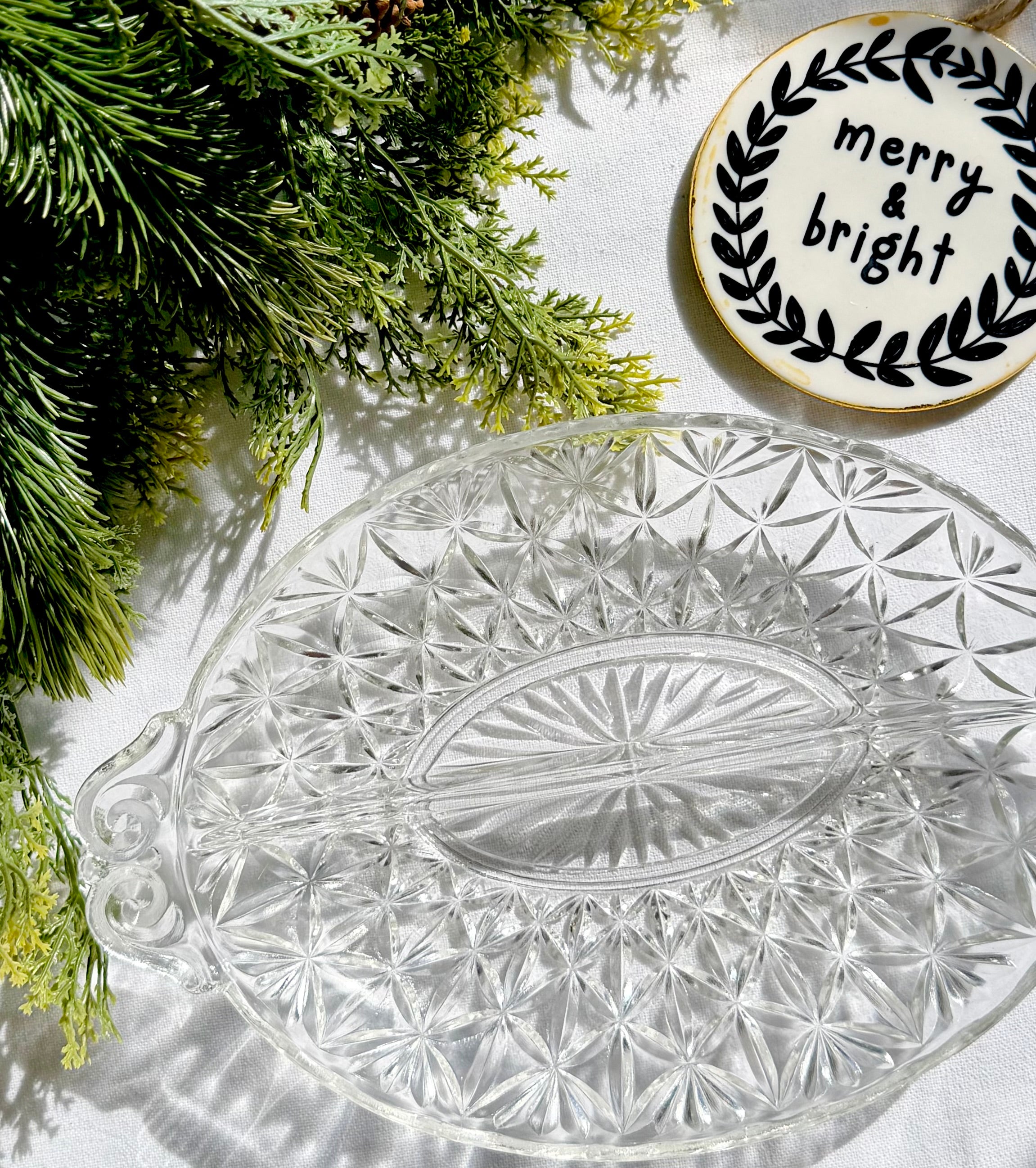 Vintage Divided Glass Plate